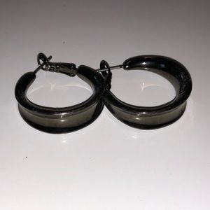 Gun Metal hoop earrings